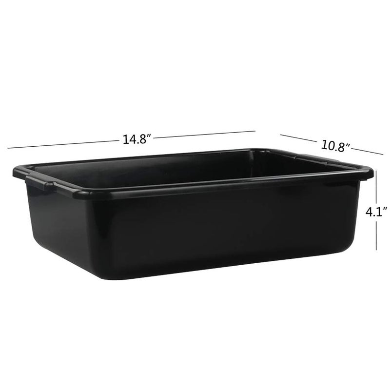 Fiazony Small 8 L Commercial Tote Box, Rectangle Utility Bus Tubs, 4-Pack, Black - Image 2