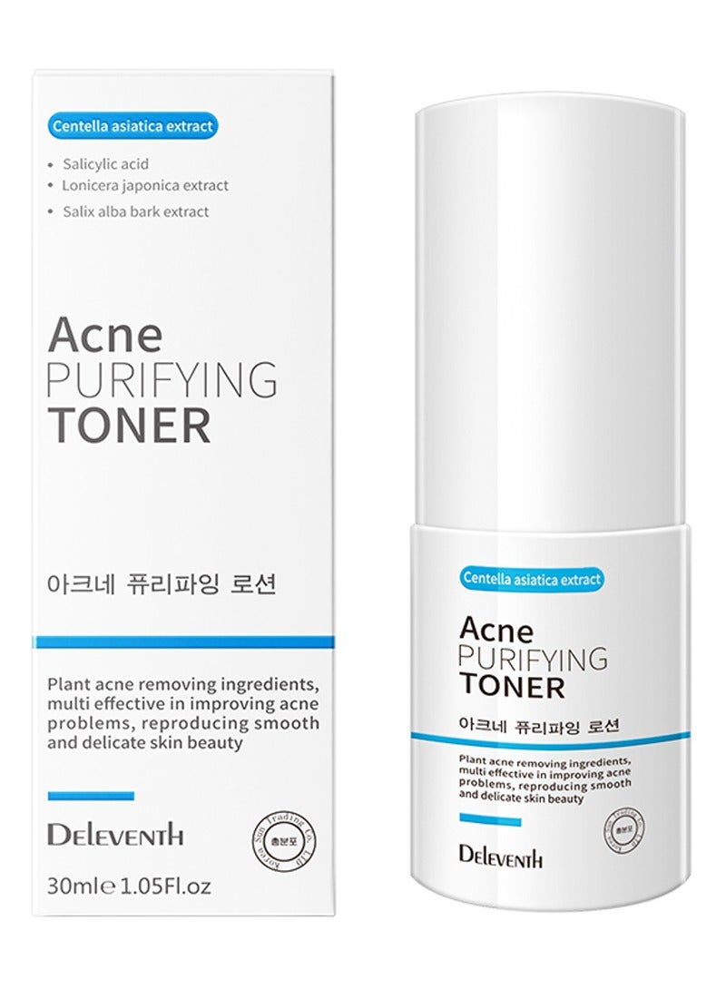 DELEVENTH DEleventh Korean Brand Acne Purifying Toner 30ml / with Salicylic Acid and Botanical Extracts for Anti-Acne, Soothes, Unclogs Pores, Controls Oil and Maintain a Fresh, Blemish-Free Complexion  - Image 1