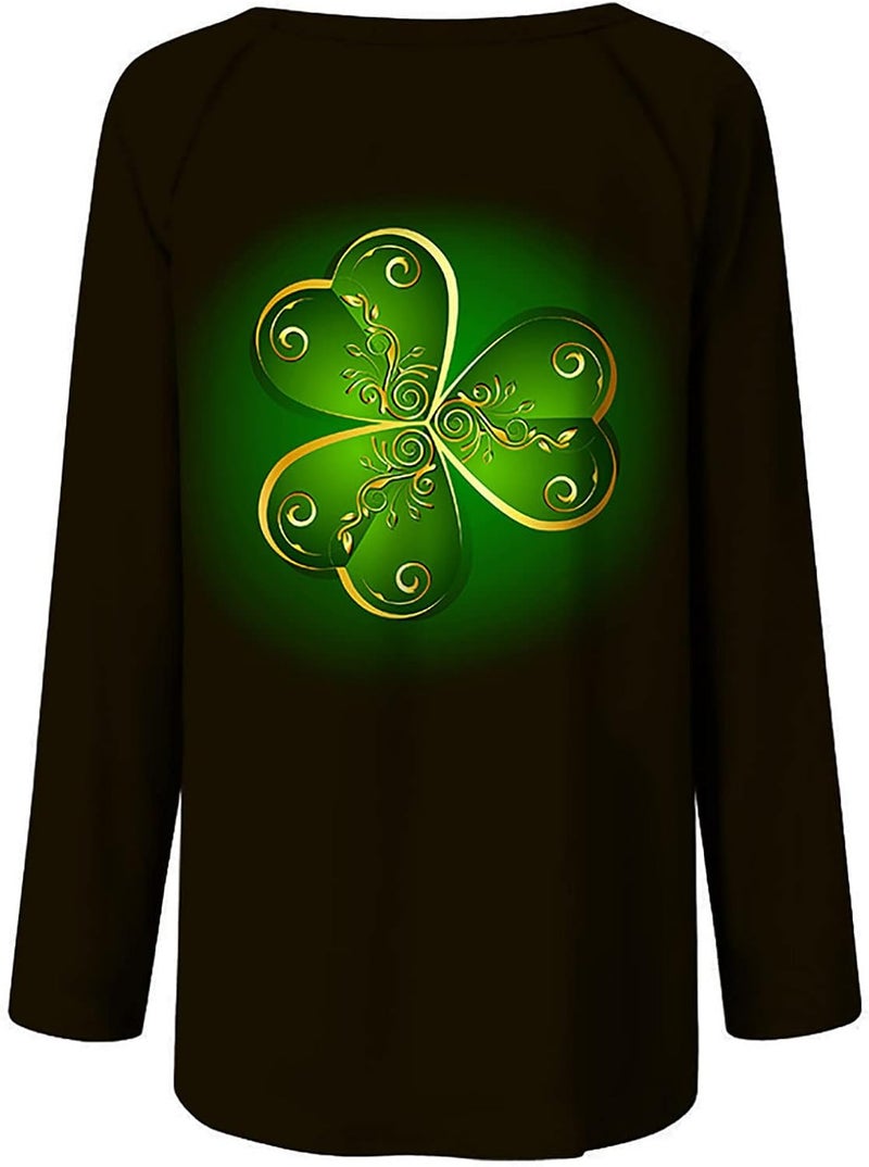 cheekyglo St Patricks Day Sweatshirts for Women Loose Long Sleeve Shirts Shamrock Print Blouse Saint Patricks Day Pullover Tops - Image 5