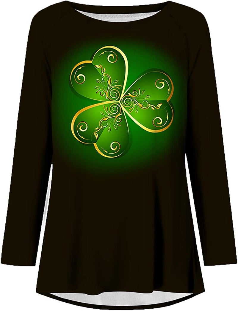 cheekyglo St Patricks Day Sweatshirts for Women Loose Long Sleeve Shirts Shamrock Print Blouse Saint Patricks Day Pullover Tops - Image 4