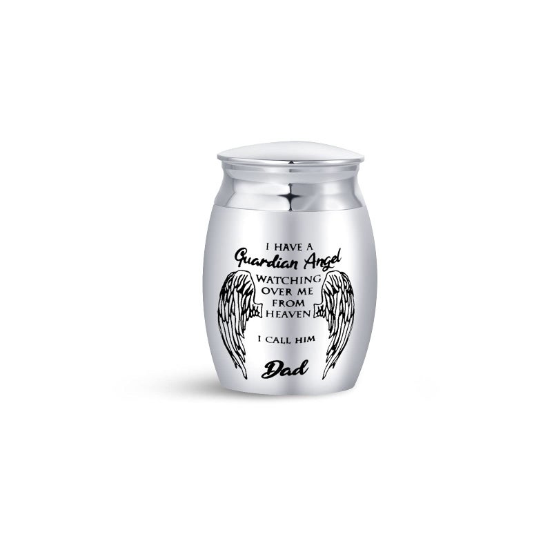 SBI Jewelry My Guardian Angel Dad Mini Cremation Urns for Human Ashes for Dad Father Men Male Family Papa Daddy Memorial Cremation Ashes Keepsake Stainless Steel