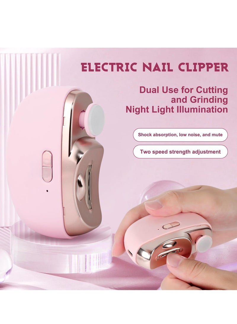 Bebiland Automatic Nail Clipper with Nail File, Electric Baby Nail Clippers with Light, Rechargeable Nail Clippers with Catcher, Electric Nail File for Baby Kids Seniors Caregivers (Pink)  - Image 3