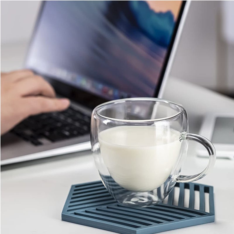 Asng 2 Pack Glass Espresso Mugs Double Wall Thermo Insulated Glass Coffee Cups Glass Coffee Mugs set 250ML85oz - Image 4