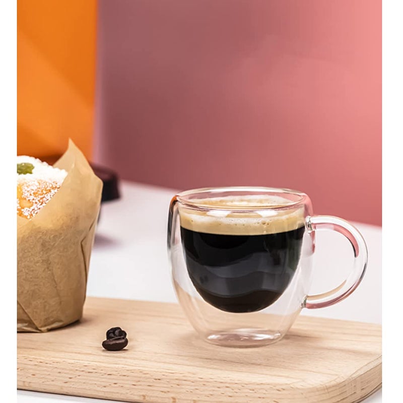 Asng 2 Pack Glass Espresso Mugs Double Wall Thermo Insulated Glass Coffee Cups Glass Coffee Mugs set 250ML85oz - Image 3