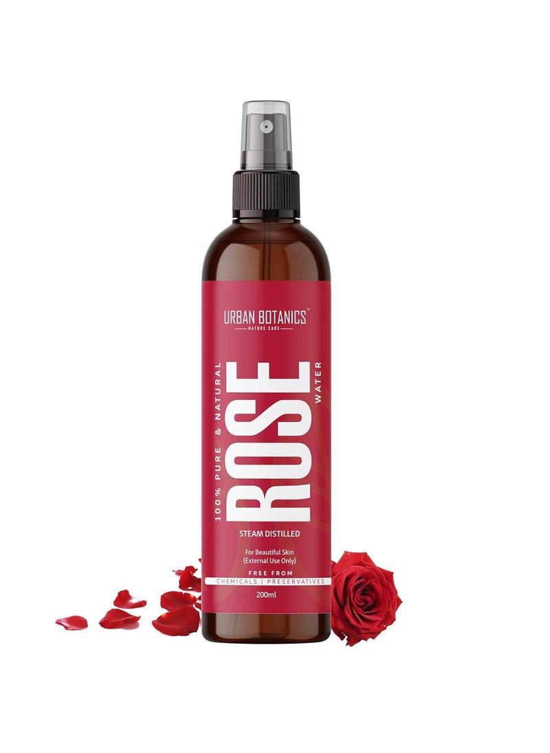 UrbanBotanics UrbanBotanics Pure & Natural Rose Water/Skin Toner - Pack of 200ml - Steam Distilled - Gulab Jal - Organic - Chemical Free  - Image 1