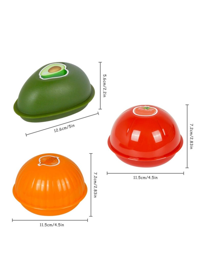 3Pcs Plastic Vegetable Fresh Storage Box, Fruit and Vegetable Shaped Sealed Keeper Food Saver Storage Containers, Vegetable Crisper, Tomato Saver, Onion Container and Avocado Saver