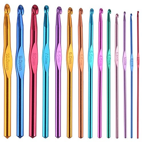 BCMRUN 14 pcs Multicolor Aluminum Crochet Hooks Knitting Needles Craft Yarn 2-10mm … - Image 1