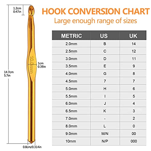 BCMRUN 14 pcs Multicolor Aluminum Crochet Hooks Knitting Needles Craft Yarn 2-10mm … - Image 2