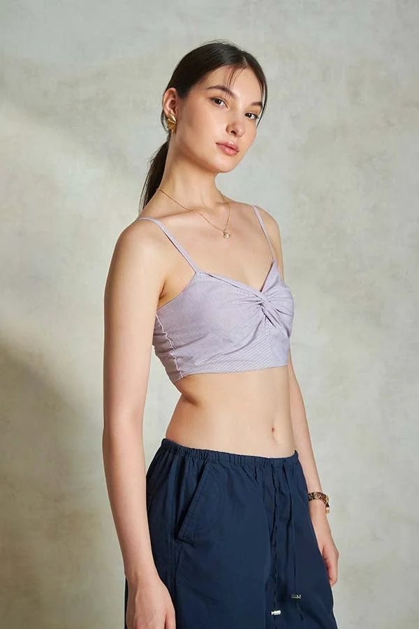 Virgio VIRGIO 100% Cotton Twist Front Striped Cami Top