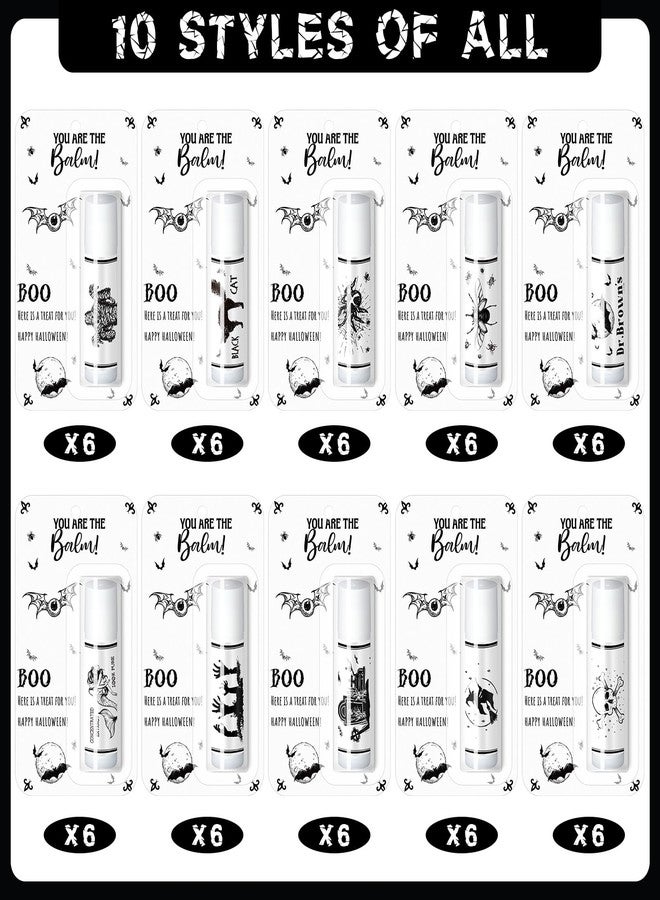 Sacubee 60 Pcs Halloween Party Favors Bulk Skull Lip Balms Gifts Vintage Spooky Halloween Party Gifts Appreciation Goodies Stuffers Small Thank You Presents for Women Men Staff Coworkers Adults - Image 3