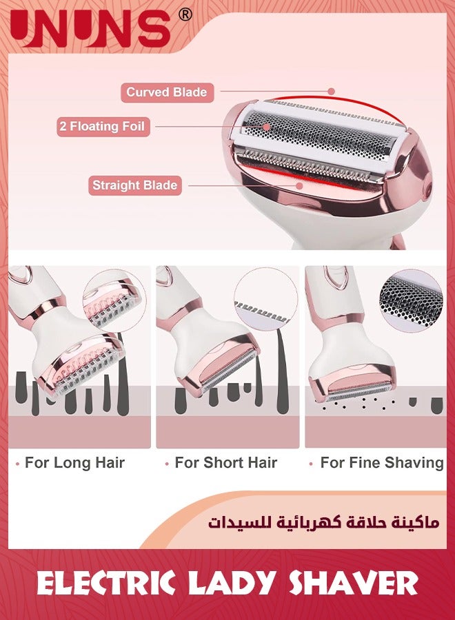 UNUNS Electric Lady Shaver,4 In 1 Electric Razor For Women,USB Rechargeable Cordless Hair Removal Set,Painless Hair Trimmer For Bikini/Nose/Armpit/Underarms/Nose/Eyebrow/Sideburn/Body Hair - Image 3