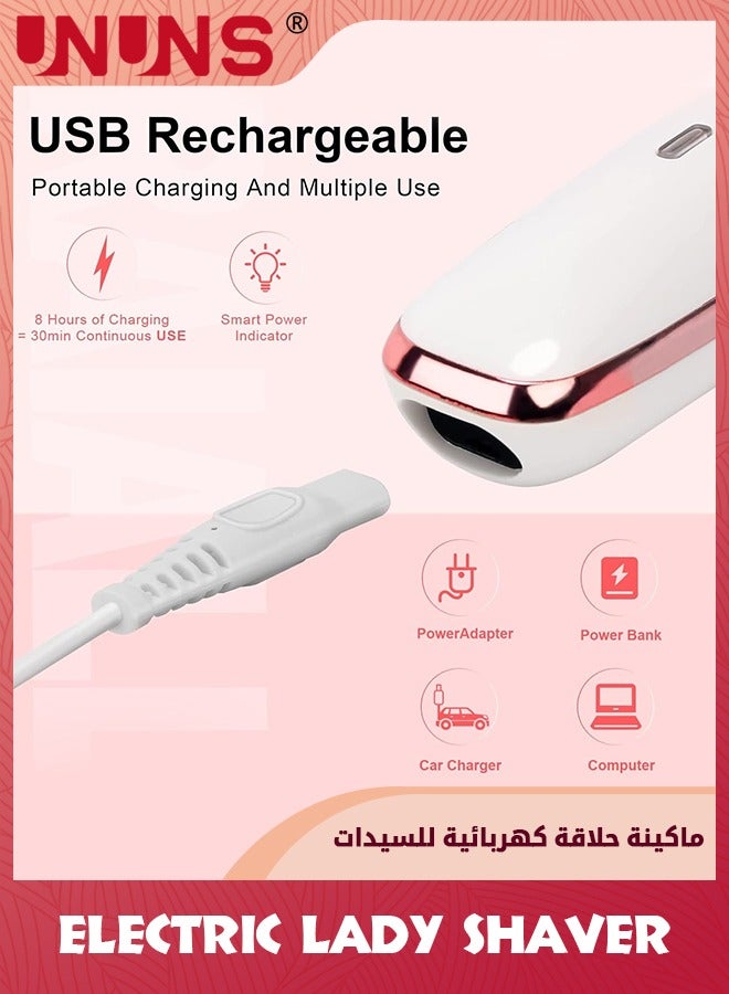 UNUNS Electric Lady Shaver,4 In 1 Electric Razor For Women,USB Rechargeable Cordless Hair Removal Set,Painless Hair Trimmer For Bikini/Nose/Armpit/Underarms/Nose/Eyebrow/Sideburn/Body Hair - Image 4