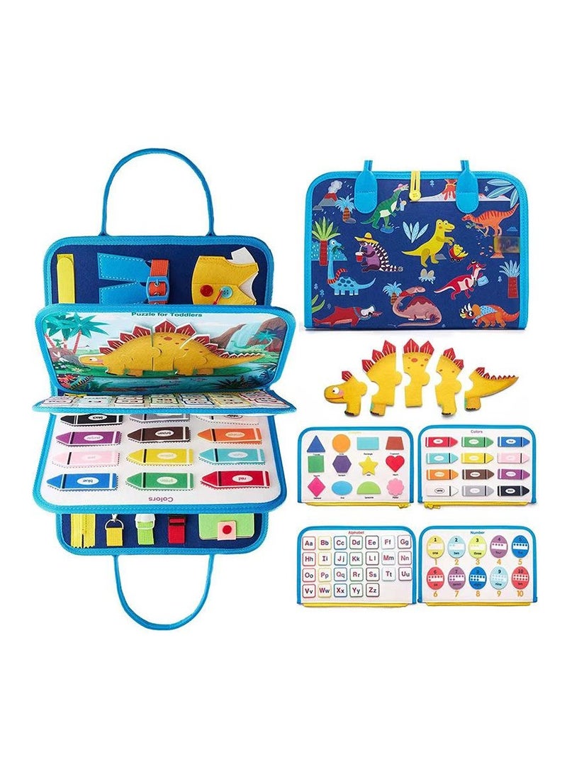 Kids' Felt Learning Board, Early Education Toy for Toddlers, Educational Sensory Dressing Practice Busy Board, Dinosaur - themed Learning Board  - Image 1