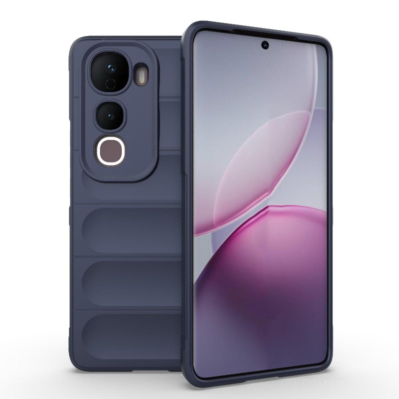 إيروريكس جراب هاتف Magic Shield TPU + Flannel لهاتف vivo Y400 Pro 5G India (أزرق داكن) - Image 1