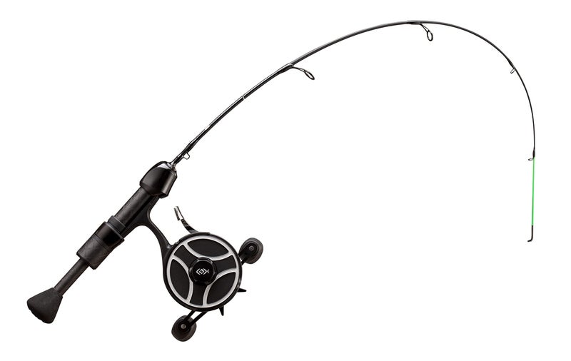 13 FISHING - The Snitch Pro/Freefall Ghost - Inline Ice Fishing Combo - 23" with Flex-Core Quick Action Tip - Left Hand Retrieve - SNPFF-23-LH Black - Image 1
