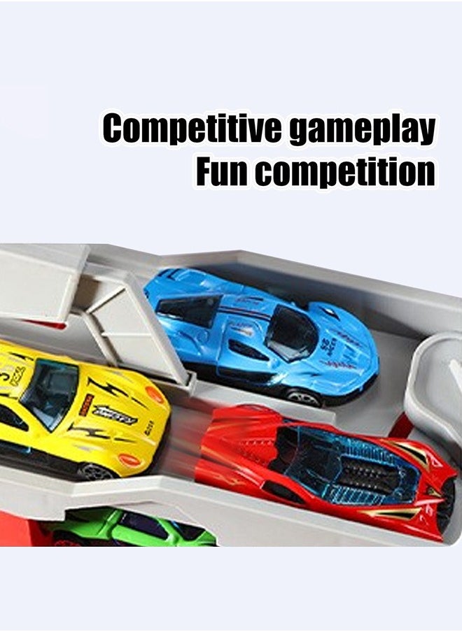 XiuWoo Mega Hauler Truck with Ejection Race Track, Big Truck 207cm Folding Storage Race Track Deformation Catapult Alloy Car, Transporter Truck Toy Set for Kids Gift with 24 Cars  - Image 4