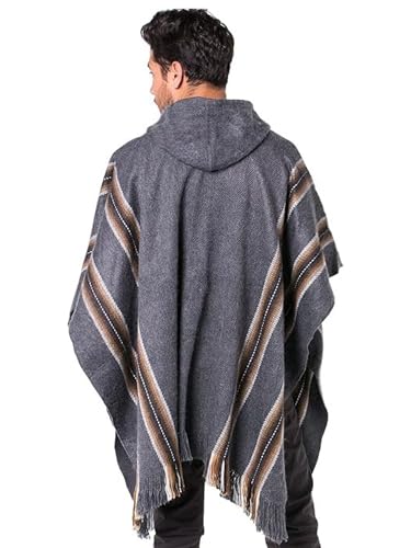 Gamboa Alpaca Poncho - Hooded, Silver, OS - Image 2
