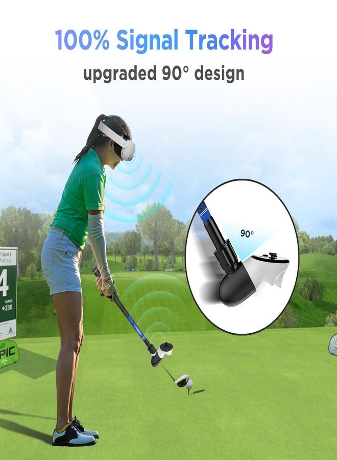 YOGES VR Golf Club Attachment Compatible with Meta Quest 3/ Oculus Quest 2 Controller, Virtual Reality Golf Handle Grips 90 Degree Design Keep Tracking for Golf VR Games (ONLY for Right Controller) - Image 2