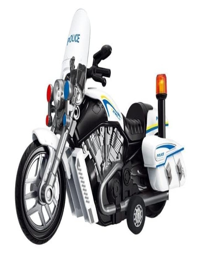 TONIRY Police Motorcycle Toy - Pull Back Motorcycle Toys, Tiny Gift with Music Lighting, Latte Motorcycles Toy for Kids Boys Age 3-8 Year Old [Multicolor] (Police Bike-White) - Image 1