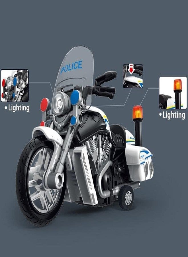 TONIRY Police Motorcycle Toy - Pull Back Motorcycle Toys, Tiny Gift with Music Lighting, Latte Motorcycles Toy for Kids Boys Age 3-8 Year Old [Multicolor] (Police Bike-White) - Image 4