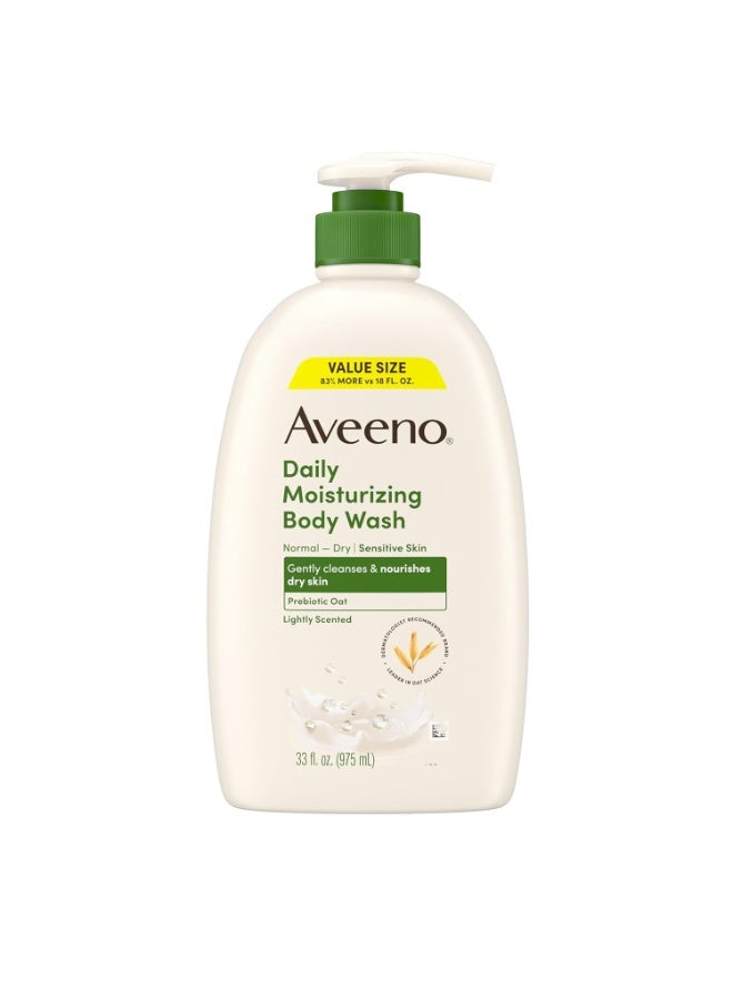 Aveeno Daily Moisturizing Body Wash with Soothing Oat, Creamy Shower Gel, Soap-Free and Dye-Free, Light Fragrance for Sensitive skin ,975 ml - Image 1