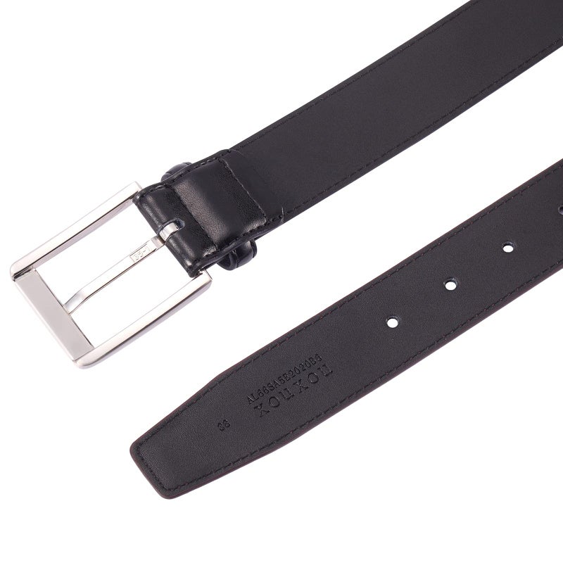XOUXOU XOUXOU Men's Casual Leather Jeans Belts Classic Work Business Dress Belt with Prong Buckle for Men (Black (S101), 50 (Waist 48))  - Image 4