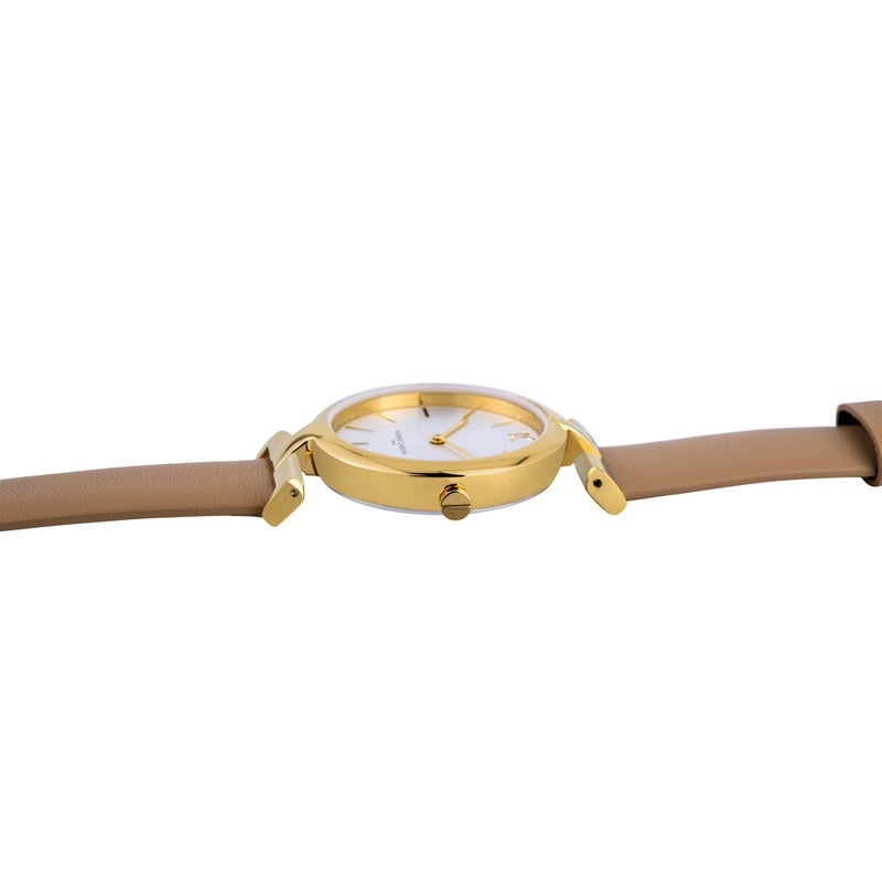 PIERRE CARDIN Women's Watch with Gold Stainless Steel Case and Beige Leather Band - Image 3