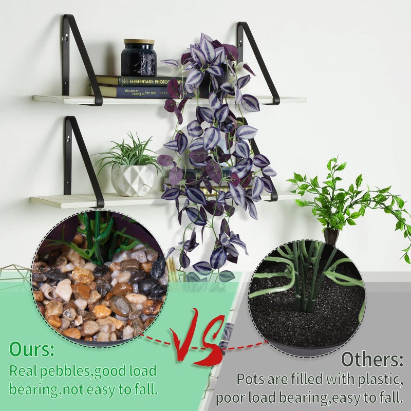 LOYWREE Small Fake Hanging Purple Eyebrow Leaf Plant Artificial Potted Plants Indoor 39-in Long Faux Dark Black Vine Plant with Pot for Shelf Home Office and Outdoor Garden Decor (Black Pot) - Image 3