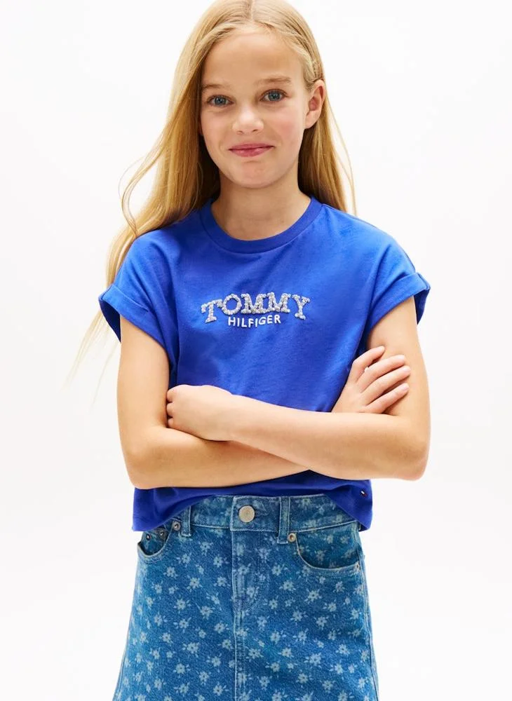 TOMMY HILFIGER Kids Puff Flower Crew Neck T-shirt