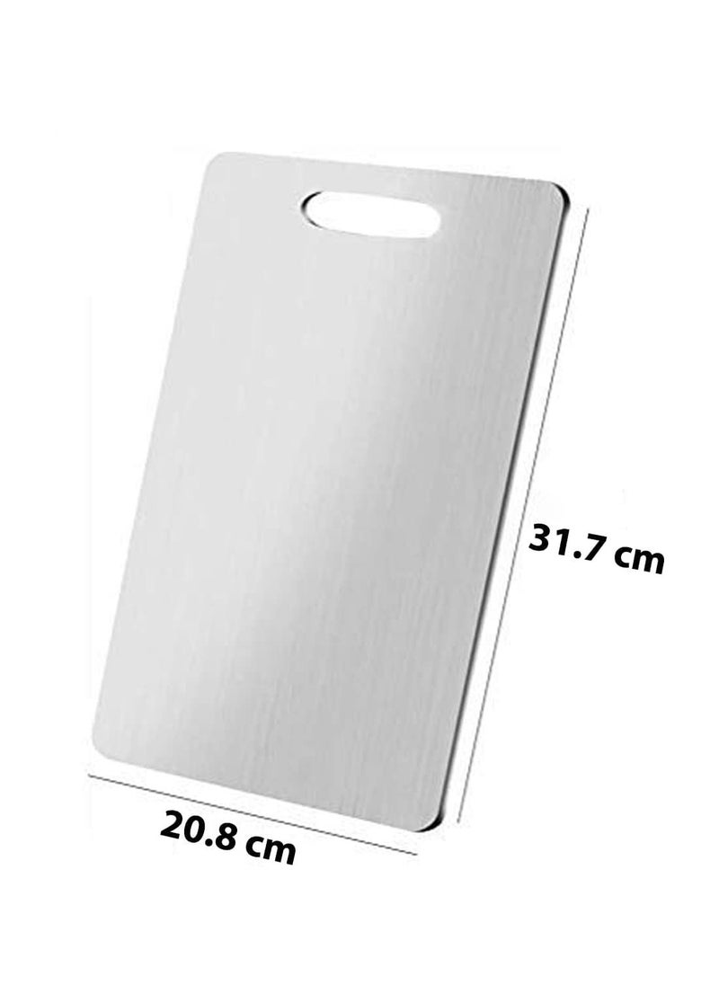 Generic - Fully Stainless Steel Chopping & Cutting Board Metal Board for Kitchen Chopping Board for Fruit Vegetable Bread & Meat Durable Safe & Heavy Duty Medium 31 cm x 21 cm - Image 1