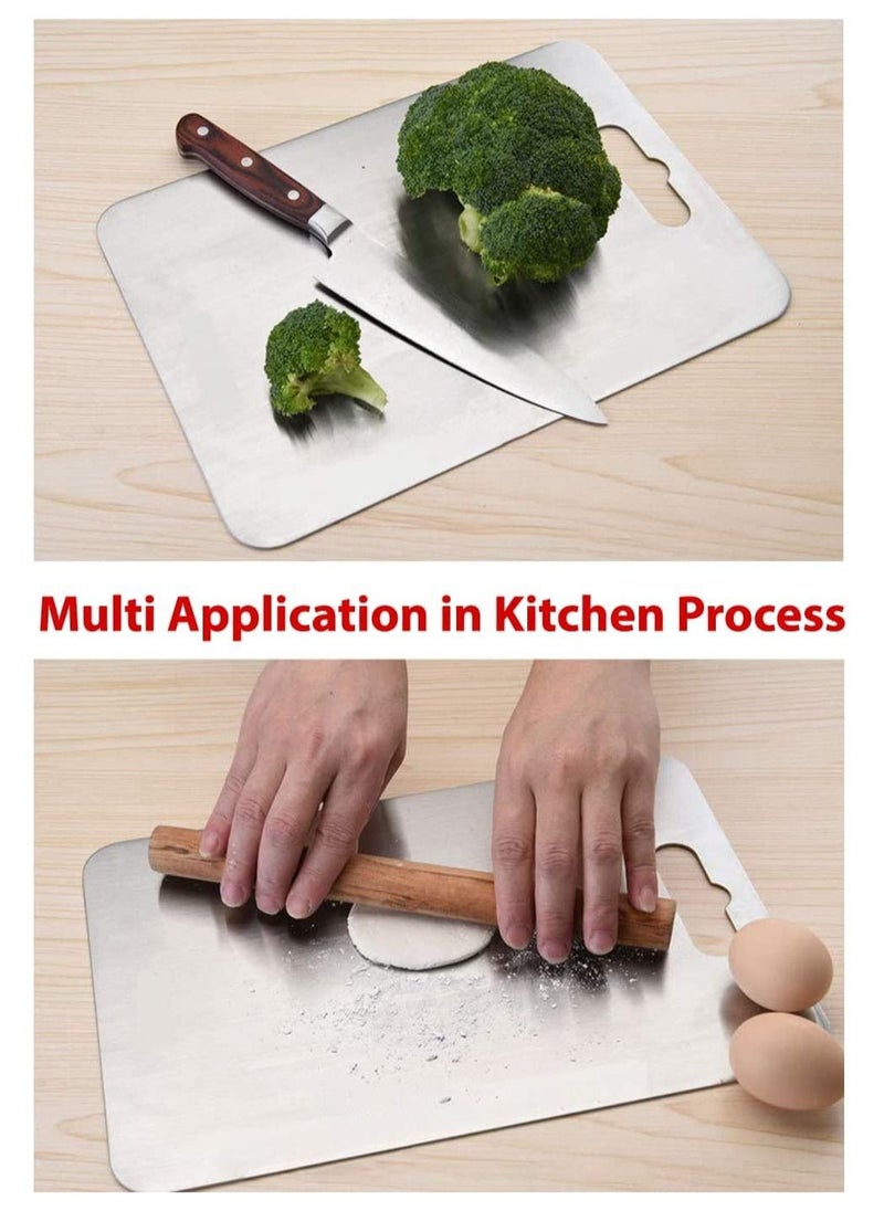 Generic - Fully Stainless Steel Chopping & Cutting Board Metal Board for Kitchen Chopping Board for Fruit Vegetable Bread & Meat Durable Safe & Heavy Duty Medium 31 cm x 21 cm - Image 1