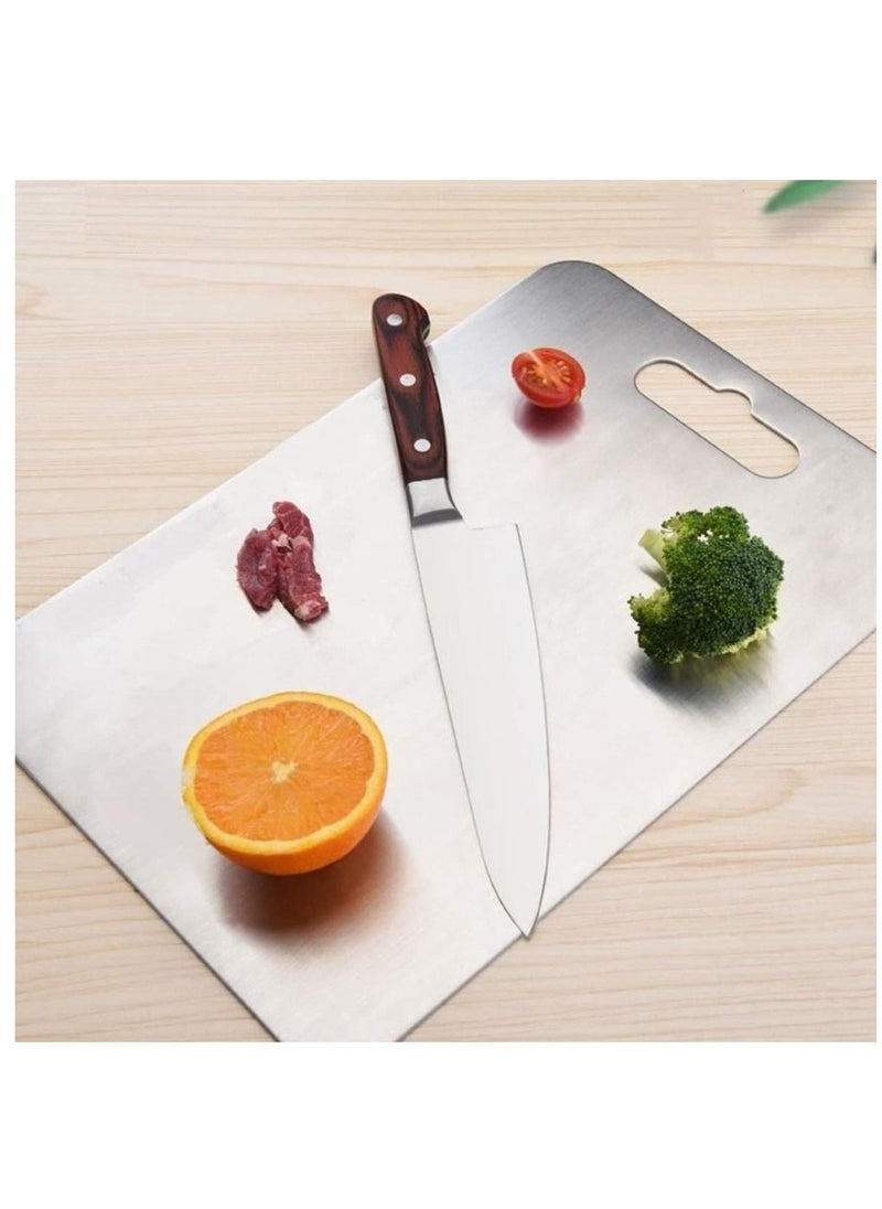 Generic - Fully Stainless Steel Chopping & Cutting Board Metal Board for Kitchen Chopping Board for Fruit Vegetable Bread & Meat Durable Safe & Heavy Duty Medium 31 cm x 21 cm - Image 1
