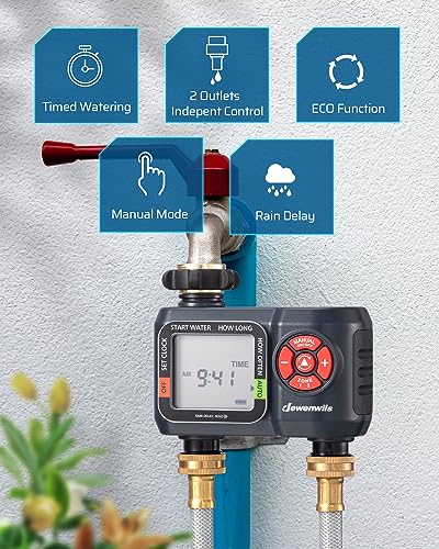 DEWENWILS 2-Zone Water Hose Timer – Programmable Sprinkler Timer with Rain Delay, Manual Watering & Auto Irrigation for Garden, Yard, or Lawn - Image 2