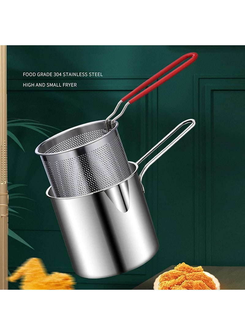 DPCR DPCRStainless Steel Deep Frying Strainer Oil Basket With Fryer Tong French Fries Basket Fry Pan Deep Fryer Food Strainer Colander Potato Chips Rack Mini Mesh Pot Chicken Fryer For Kitchen  - Image 4