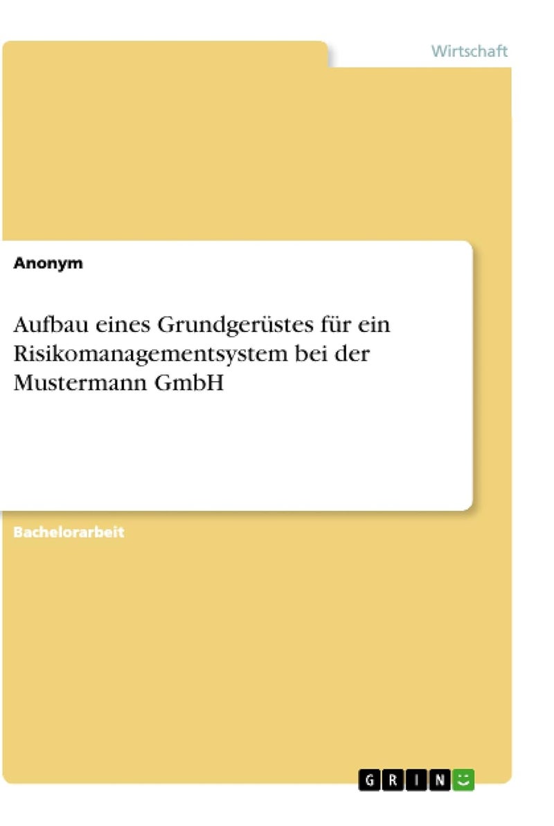 Aufbau eines Grundgerüstes für ein Risikomanagementsystem bei der Mustermann GmbH 