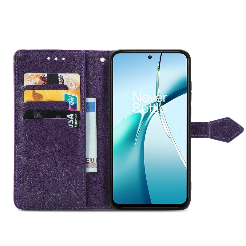 HuHa Protective Cover For Nothing Phone 2a Plus Mandala Flower Embossed Leather Phone Case(Purple) - Image 3