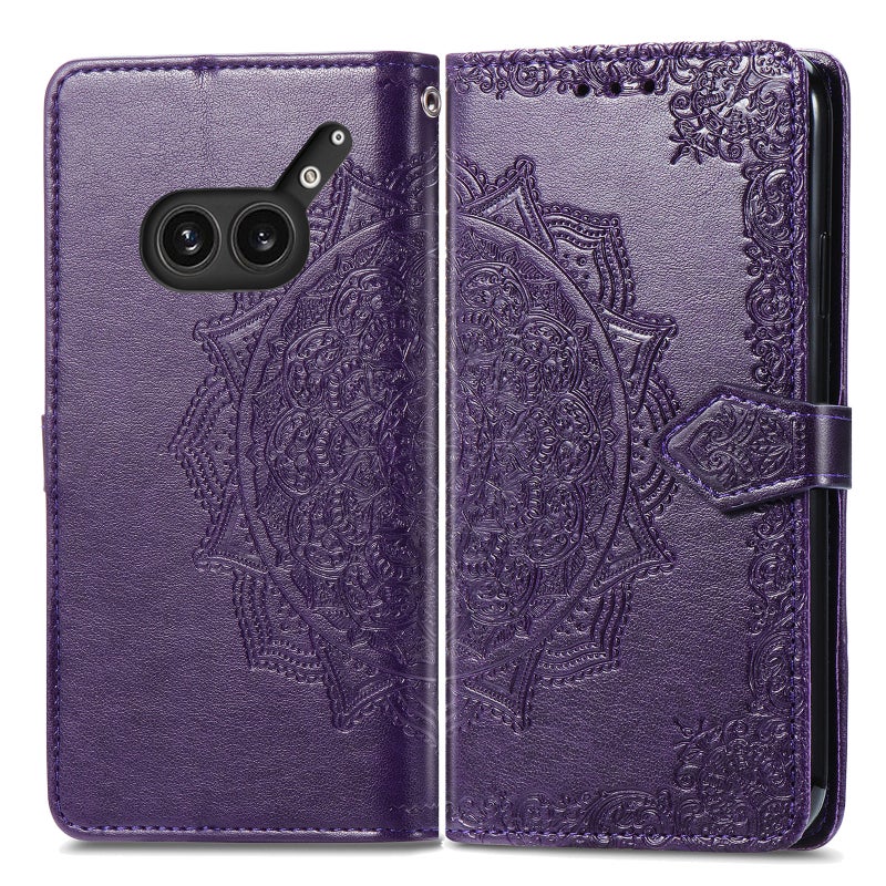 HuHa Protective Cover For Nothing Phone 2a Plus Mandala Flower Embossed Leather Phone Case(Purple) - Image 2