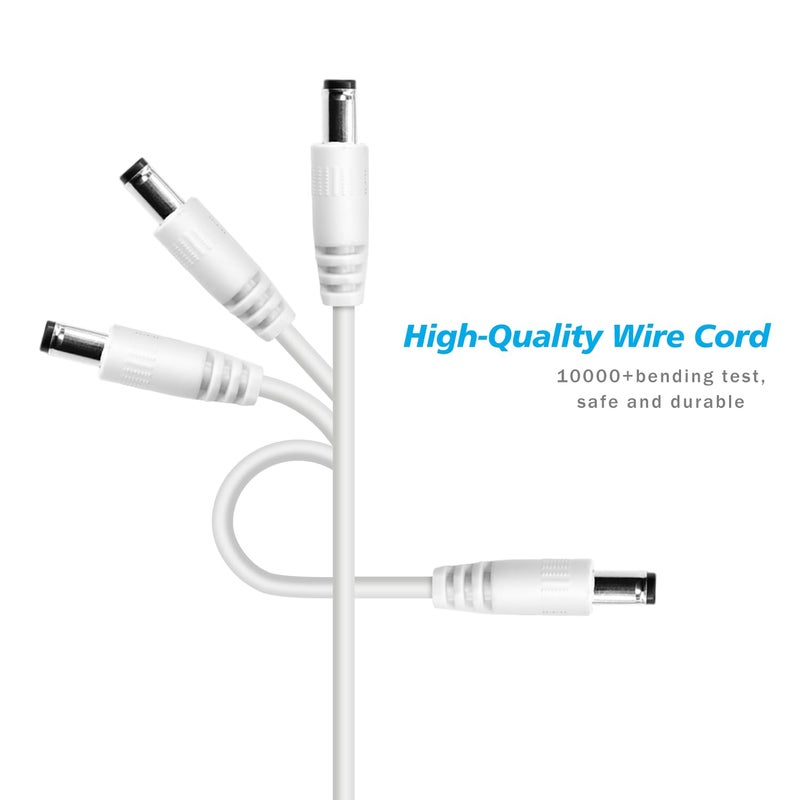 Pinkind USB to DC 5V Power Cord, Universal DC 5.5x2.1mm Charging Cable with 9 Interchangeable Connectors Adapter for Moon Lamp, Massage Wand, Router, LED Light, Mini Fan, Speaker and More Devices (White) - Image 2