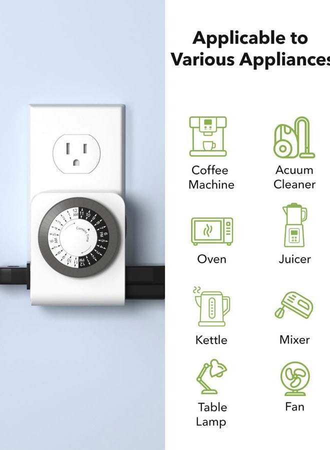 BN-LINK Double Timer for Indoor Mechanical High Strength 24 Hour Design 3 Tips with 30 Minute Intervals for Lamps, Indoor Lighting and Lights: - Image 5