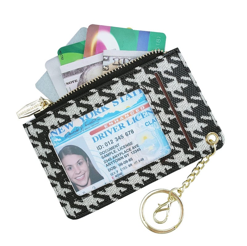 Prometheism Small Wallets for Women Slim Leather Card Case Holder Wallet Coin Change Purse with Keychain (Plaid) - Image 2