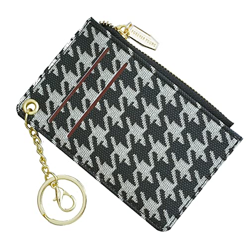 Prometheism Small Wallets for Women Slim Leather Card Case Holder Wallet Coin Change Purse with Keychain (Plaid) - Image 1