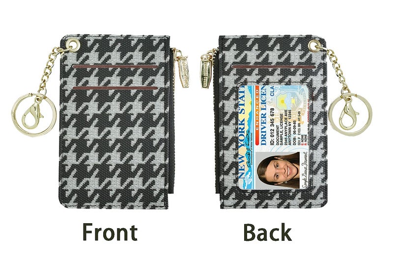 Prometheism Small Wallets for Women Slim Leather Card Case Holder Wallet Coin Change Purse with Keychain (Plaid) - Image 3