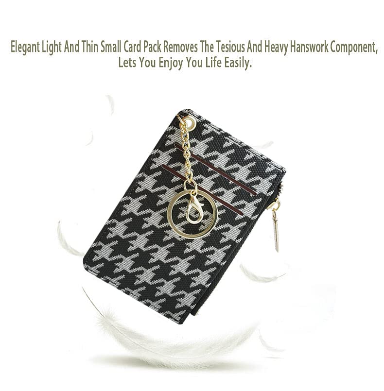 Prometheism Small Wallets for Women Slim Leather Card Case Holder Wallet Coin Change Purse with Keychain (Plaid) - Image 4