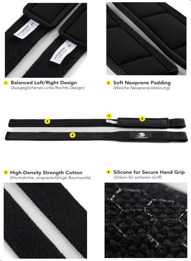 Fitgriff® Straps + Wristbands for Gym (1 Set) - Gym Wrist Wraps and Weight Lifting Bands - Fitness Accessories (Black Original (Silicone)) - Image 5