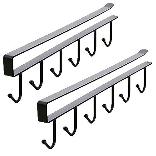 SYGA 2 Pieces Wall Hanger 6 Pin Nail Free Rack_Black - Image 1