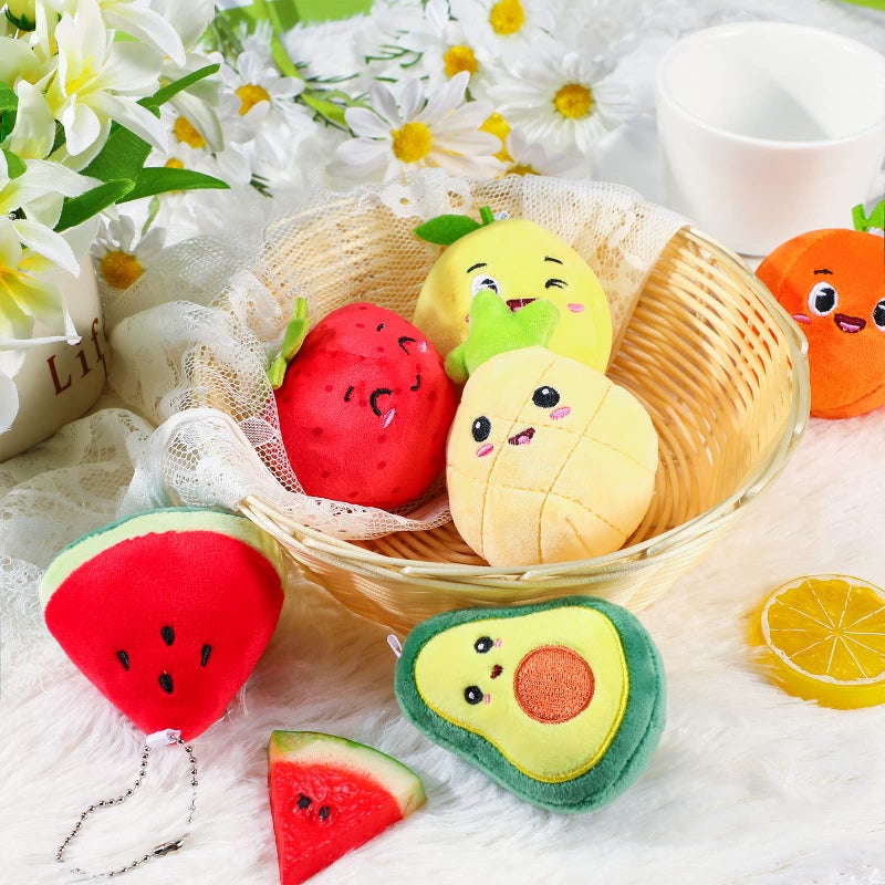 Aoriher 6 Pcs Cute Fruit Plush Toys Bulk Colorful Stuffed Fruits Soft Small Doll Avocado Strawberry Orange Pineapple Stuffed Gifts for Classroom Prizes Birthday Party Favors - Image 4