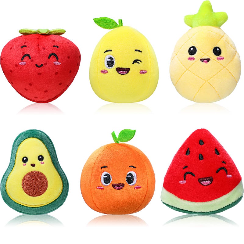 Aoriher 6 Pcs Cute Fruit Plush Toys Bulk Colorful Stuffed Fruits Soft Small Doll Avocado Strawberry Orange Pineapple Stuffed Gifts for Classroom Prizes Birthday Party Favors - Image 1