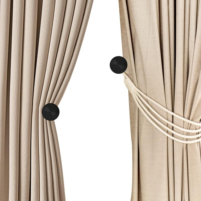 Gudui Curtain Holdbacks, 8 Pack Curtain Tieback Hooks for Drapes Round Drapery Holdbacks Pullbacks Metal Curtain Holders for Wall, Black - Image 4