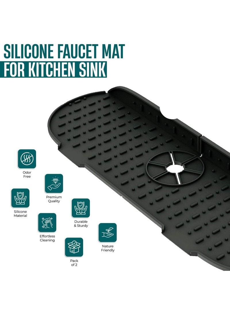 بتيمفم حصيرة سيليكونية لحماية صنبور المياه من الرذاذ، مزودة بتصميم لتصريف المياه وإسفنجتين، مانعة لتسرب الماء، مناسبة للمطابخ والحمامات وأحواض المركبات الترفيهية. - Image 3