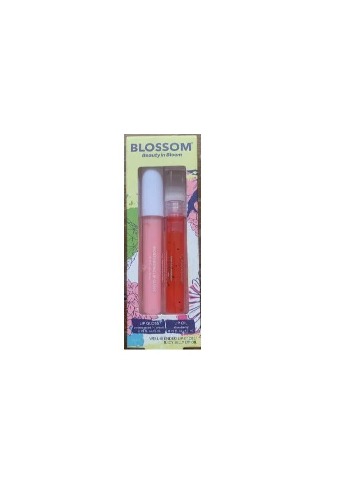 Blossom Juicy Strawberry Cream Lip Gloss & Lip Oil Set - Image 1